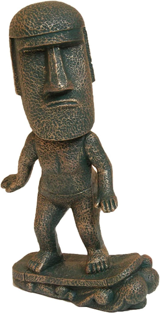 Moai Statue Decor - 6 Inch Easter Island Oranment Resin Stone Decoration for Room Accessories Antique Sculpture for Office Desktop (Surfing)