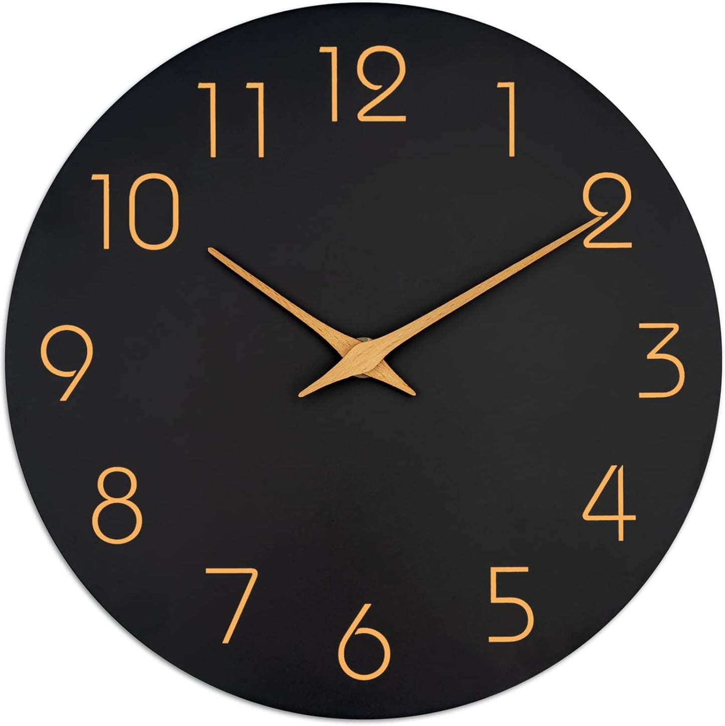 Mosewa Wall Clock 14 Inch Black Battery Operated Silent Non Ticking Simple Minimalist Rose Gold Numbers Decorative for Bedroom Living Room Kitchen Home Office