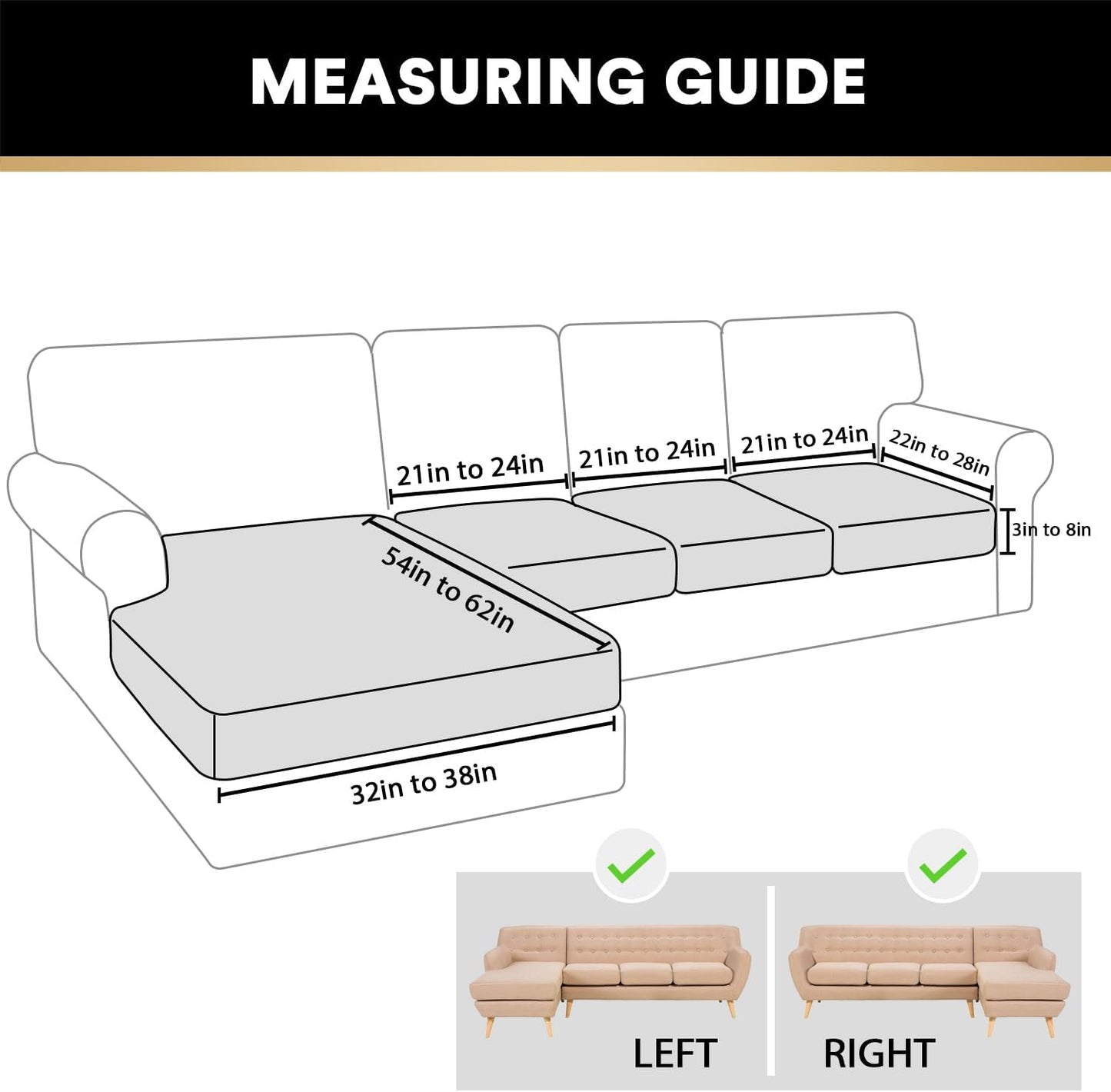 PrinceDeco Sectional Couch Covers 4 Pieces Couch Covers for Sofa Velvet Separate Couch Cover L Shape for Left/Right Chaise(3 Seater + 1 Chaise,Ivory)