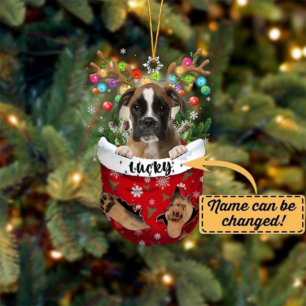 Brown Boxer Christmas Decor - Dog Lovers Gift Idea, Xmas Tree Ornament