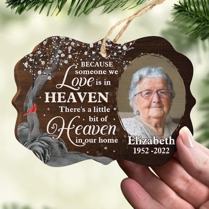 Pawfect House Custom Photo Wood Ornament, Personalized Christmas Memorial Sympathy Gifts for Loss of Dad, Mom, A Little Bit of Heaven in Our Home, Bereavement Gifts for Loss of Loved One