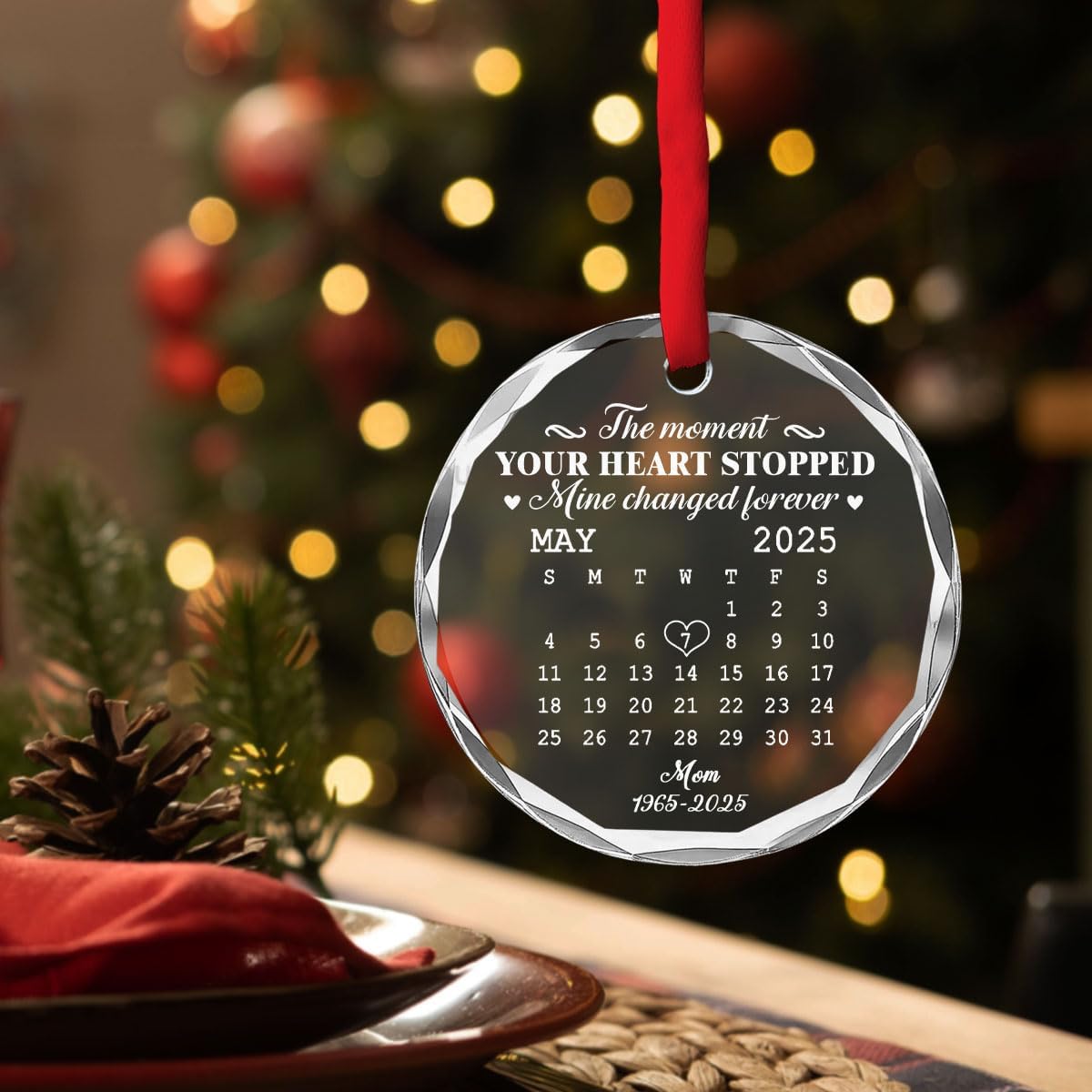 The Moment - Personalized Custom Holiday Decoration, Ideal for Loss of Loved Ones, Memorial Glass Ornament