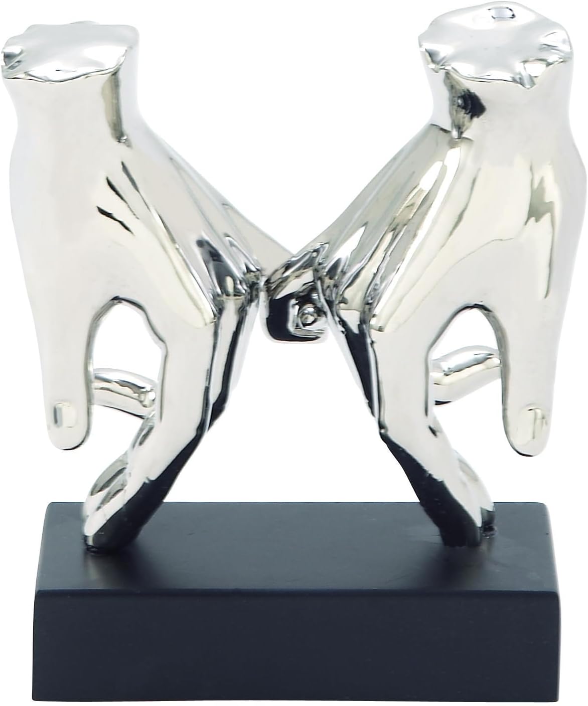 Deco 79 Polystone Hands Decorative Sculpture Home Decor Statue, Accent Figurine 7" x 4" x 8", Silver
