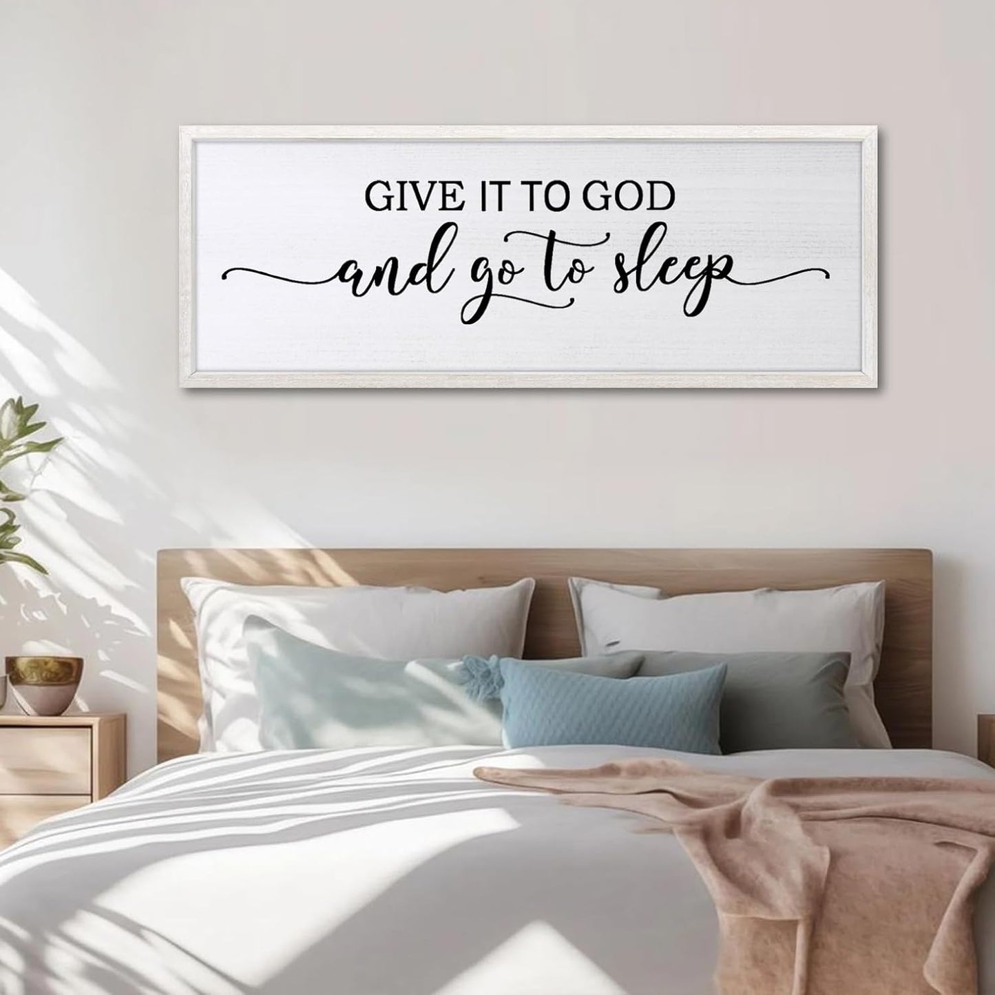 Sweet Dreams Above Bed Wall Decor Art 24"X10" Master Bedroom Over Bed Wall Wood Framed Sign (White)