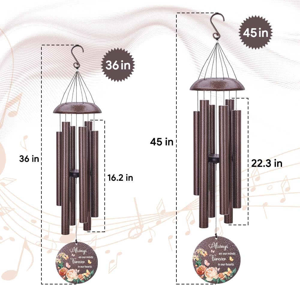 Personalized Memorial Wind Chime, Metal Wind Chime Deep Tone, Wind Chimes for Loss of Loved One, Commemorative Sympathy Bereavement Gifts, Decorative Wind Chimes Outdoor