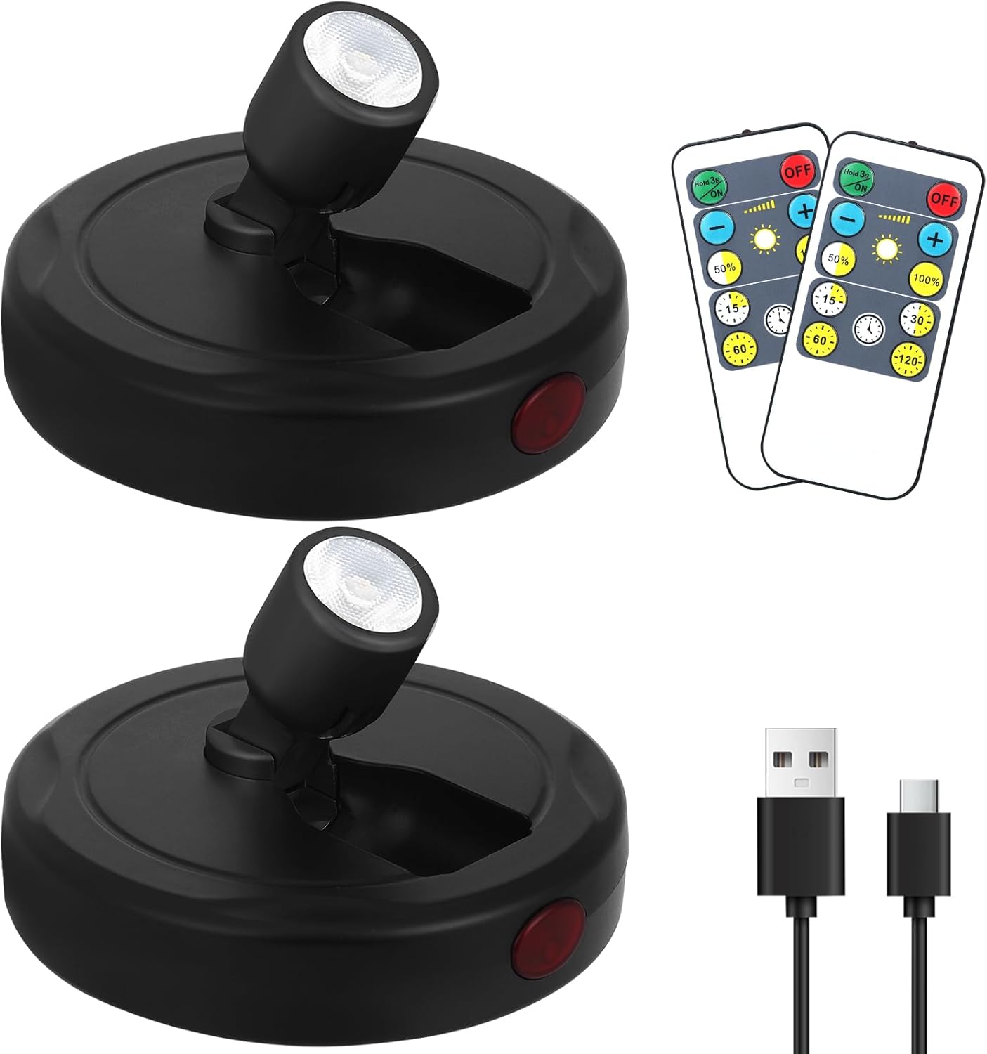 Cordless Spotlight Battery Powered, Indoor Plant Spot Light, Rechargeable Picture Lights with Remote, LED Accent Lighting, Dimmable Display Uplight for Tree Dartboard Decor Painting Art Photo