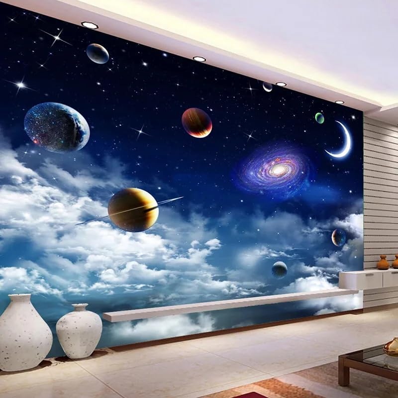 Custom Galaxy Peel and Stick Wallpaper Universe Starry Sky 3D Photo Wallpaper Living Room Bedroom Tv Background Ceiling Wall Mural