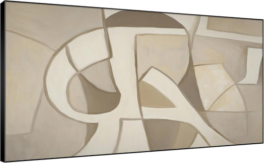 SIGNWIN 24"x46" Extra Large Framed Wall Art Neutral Abstract Geometric in Mid-Century Style, Retro-Inspired Design for Home Living Room Bedroom Decor (Frame Assembly Required)