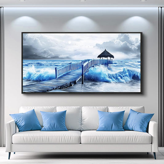ZUITINGHUA Black Framed Canvas Wall Art For Living Room Wall Decor For Bedroom Office Wall Decoration Ocean Landscape Paintings Black And White Pictures Artwork Room Aesthetic Home Decor 20x40 In