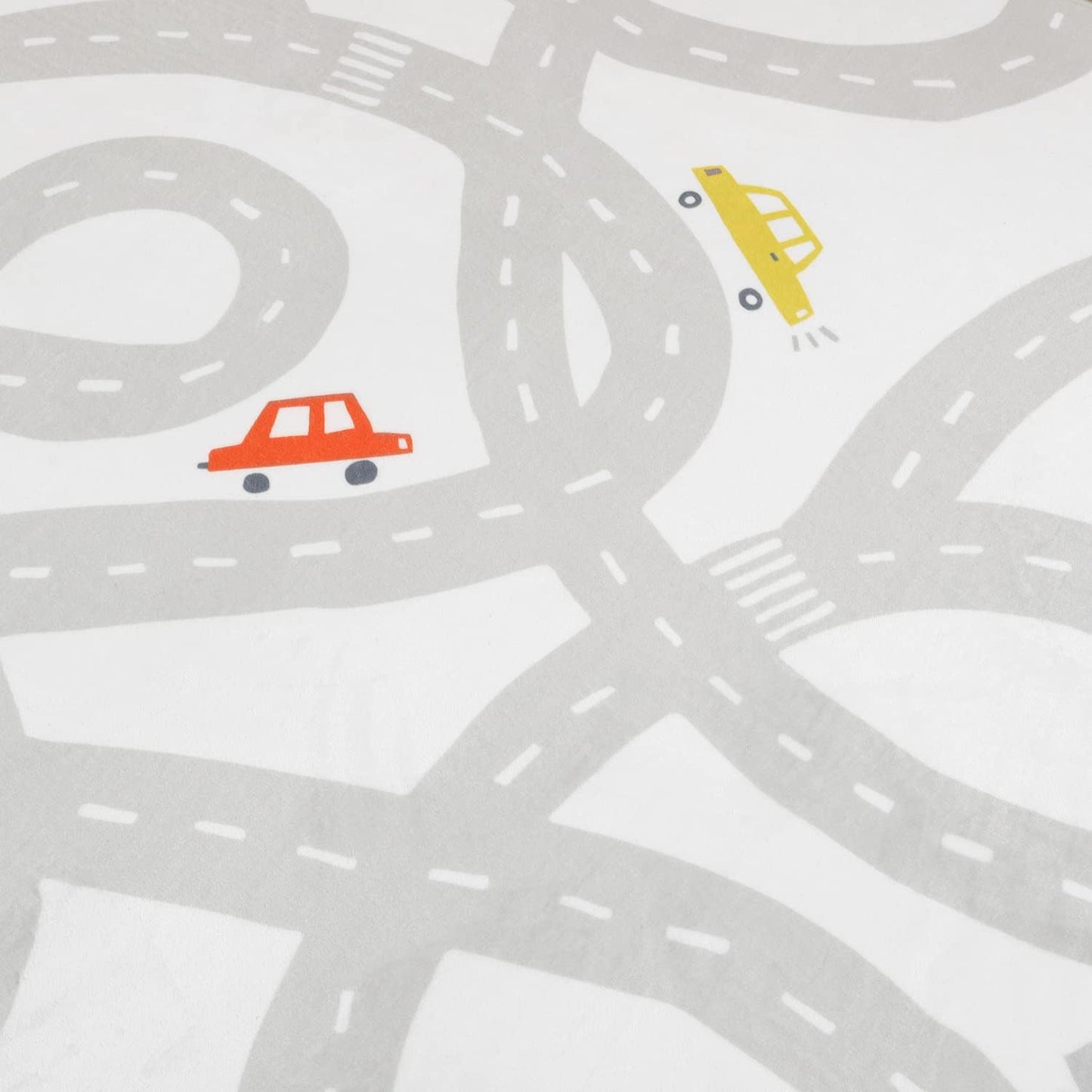 STARUIA Road Traffic Kids Rug Children Playing with Cars Playmat 3x5 Ft, Washable Play Carpet for Kids Playroom, Non-Slip Have Fun Safe Baby Nursery Rug for Toddler Boy's Bedroom Game Room Grey