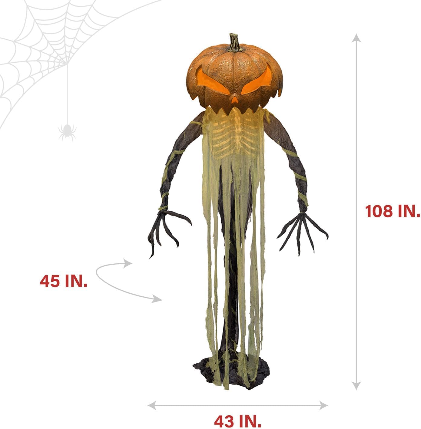 Haunted Hill Farm Pumpkin Sentinel by Tekky, Battery-Operated, Motion and Sound Activated Animatronic with Sound Effects and Lights for Indoor or Covered Outdoor Creepy Halloween Decoration