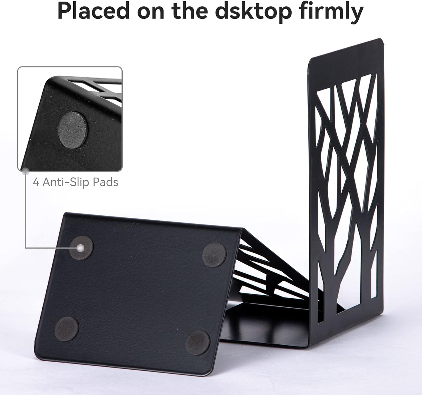 Decorative Metal Bookends Black Set of 4