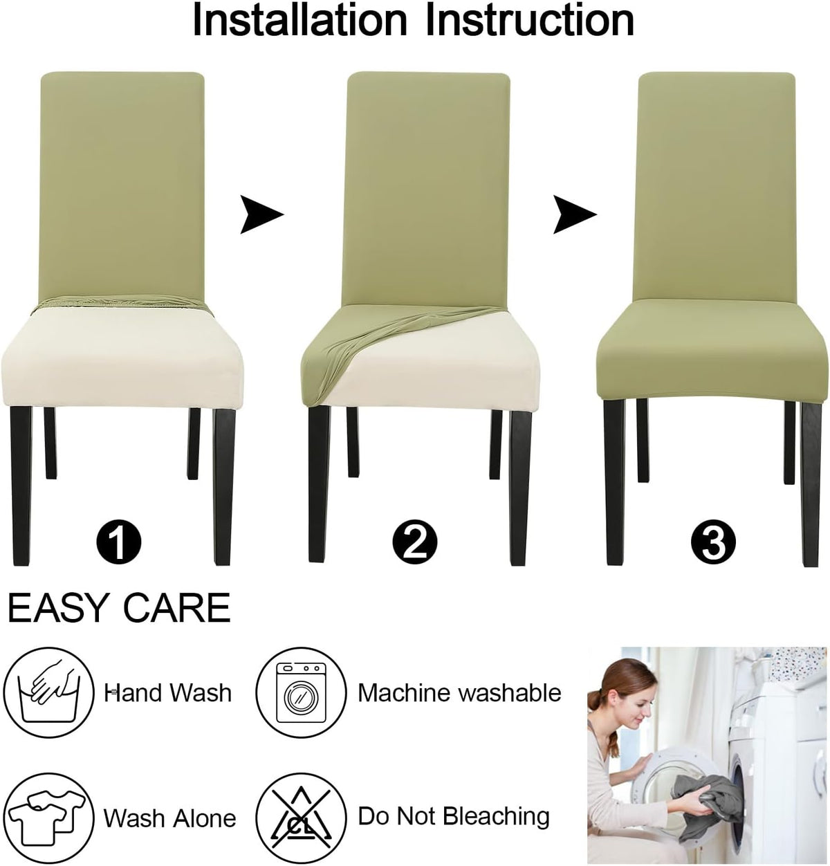JQinHome Sage Green Chair Covers for Dining Room Set of 8, High Stretch Removable Washable Parsons Chair Slipcover for Home Party Hotel Wedding Ceremony (8PCS, Sage Green)