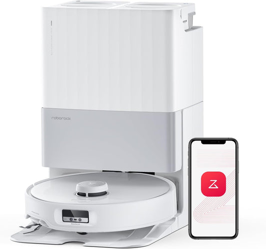 roborock Qrevo Edge Robot Vacuum and Mop, 18,500Pa Suction, Zero-Tangling, AdaptiLift Chassis, Al Obstacle Recognition, Hot Water Mop Washing & Dock Self Cleaning, Corner to Edge Deep Cleaning