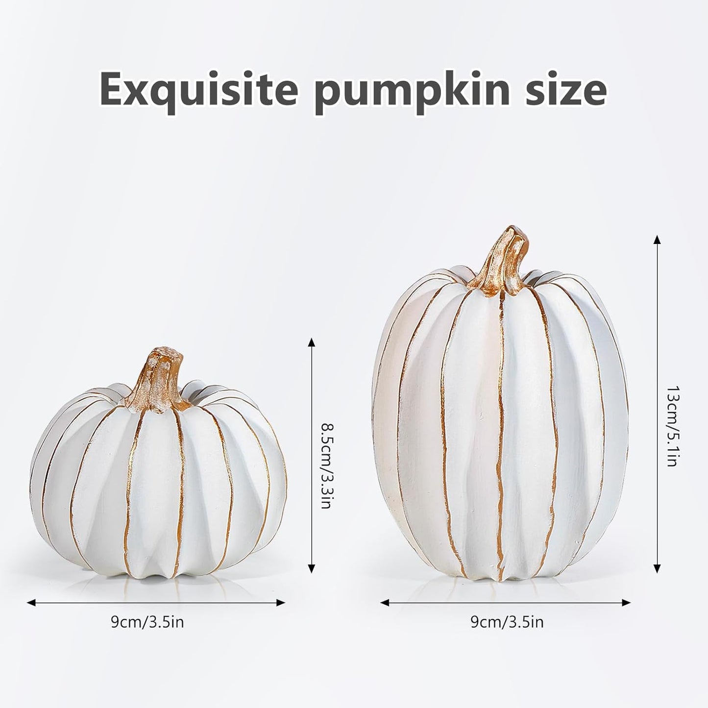 2Pcs Halloween Pumpkin Artificial Resin Pumpkins Decor for Mantel Harvest Autumn Tabletop Decoration Gold Fall Pumpkin Decorations Thanksgiving Table Centerpieces (Set C, ONE Size)