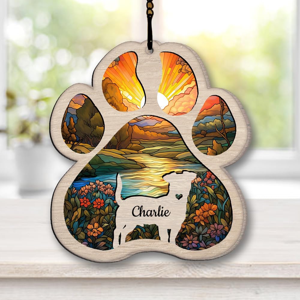 Personalized Portuguese Water Suncatcher Dog Memorial Gifts, Custom Portuguese Water Dog Ornament Christmas Tree, Pet Remembrance Gift, Loss of Pet Sympathy Gift