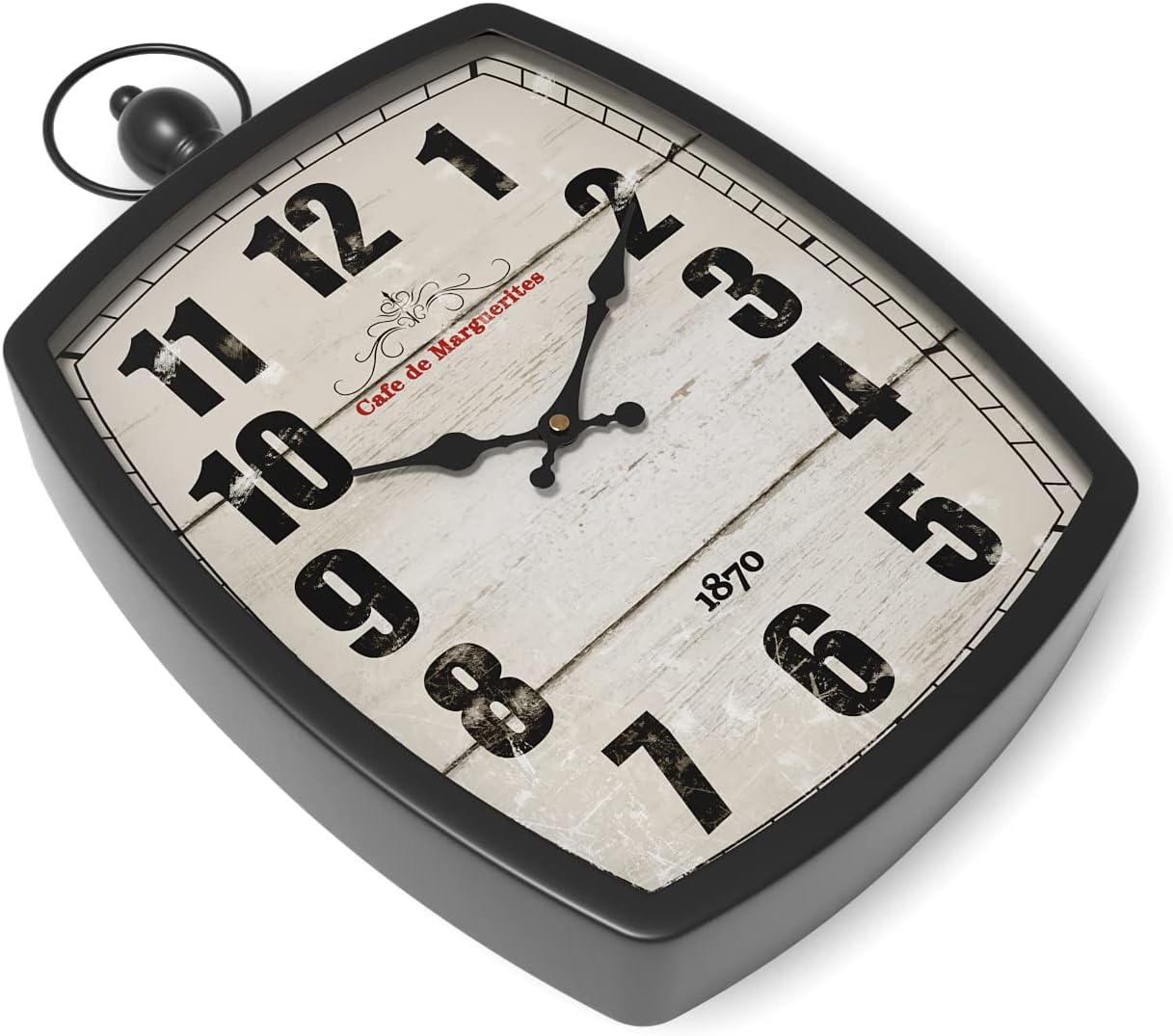 Menterry Rectangle Retro Large Wall Clock, Old-Fashioned Vintage Design, Black Antique Style, Battery Operated Silent Decor Wall Clocks for Farmhouse,Kitchen,Office (15.5" H x 10.2" W)