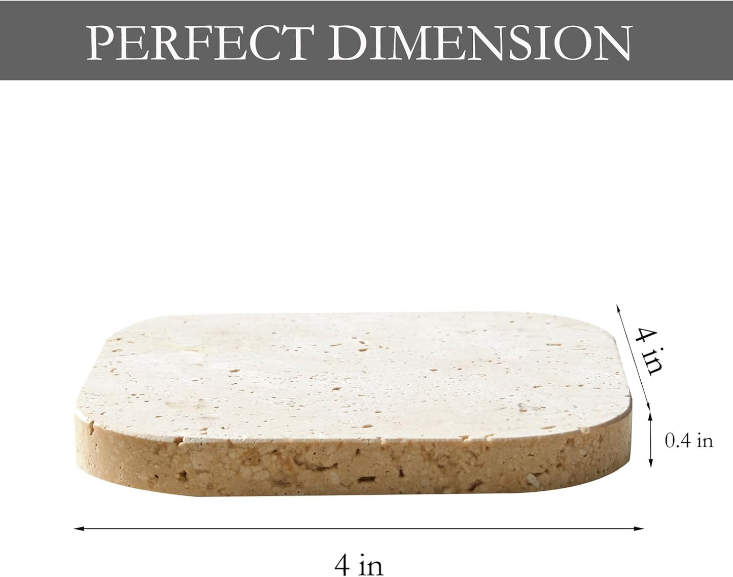 Luxury Turkish Travertine Coasters - Set of 4 - Square Marble Bar Coasters for Drinks, Coffee - Stone Holder for Home Décor, Housewarming Gifts (Beige Travertine)