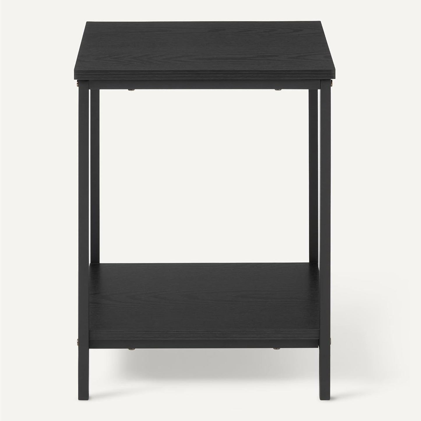 Amazon Basics - End Table with Bottom Shelf, Living Room Side Table, Steel Frame, Wooden Black