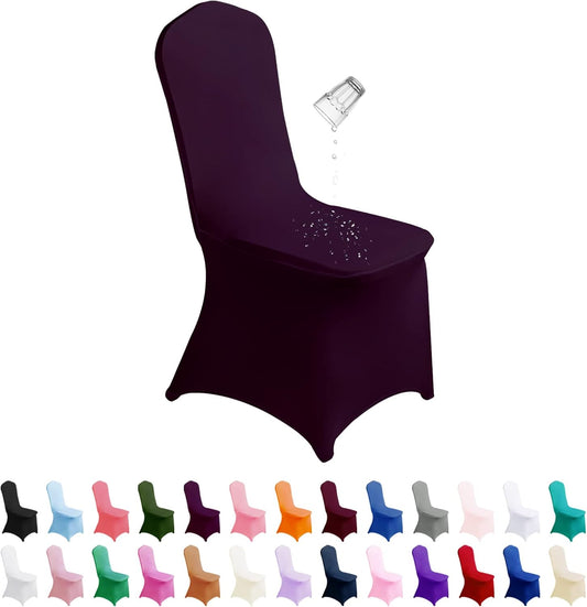 SUPERO Waterproof Spandex Chair Cover 25PCS, Stretch Dining Chair Covers, Polyester Outdoor Chair Covers, Protector Stretch Chair Cover for Party Universal, Banquet, Wedding Event, Hotel(Eggplant)