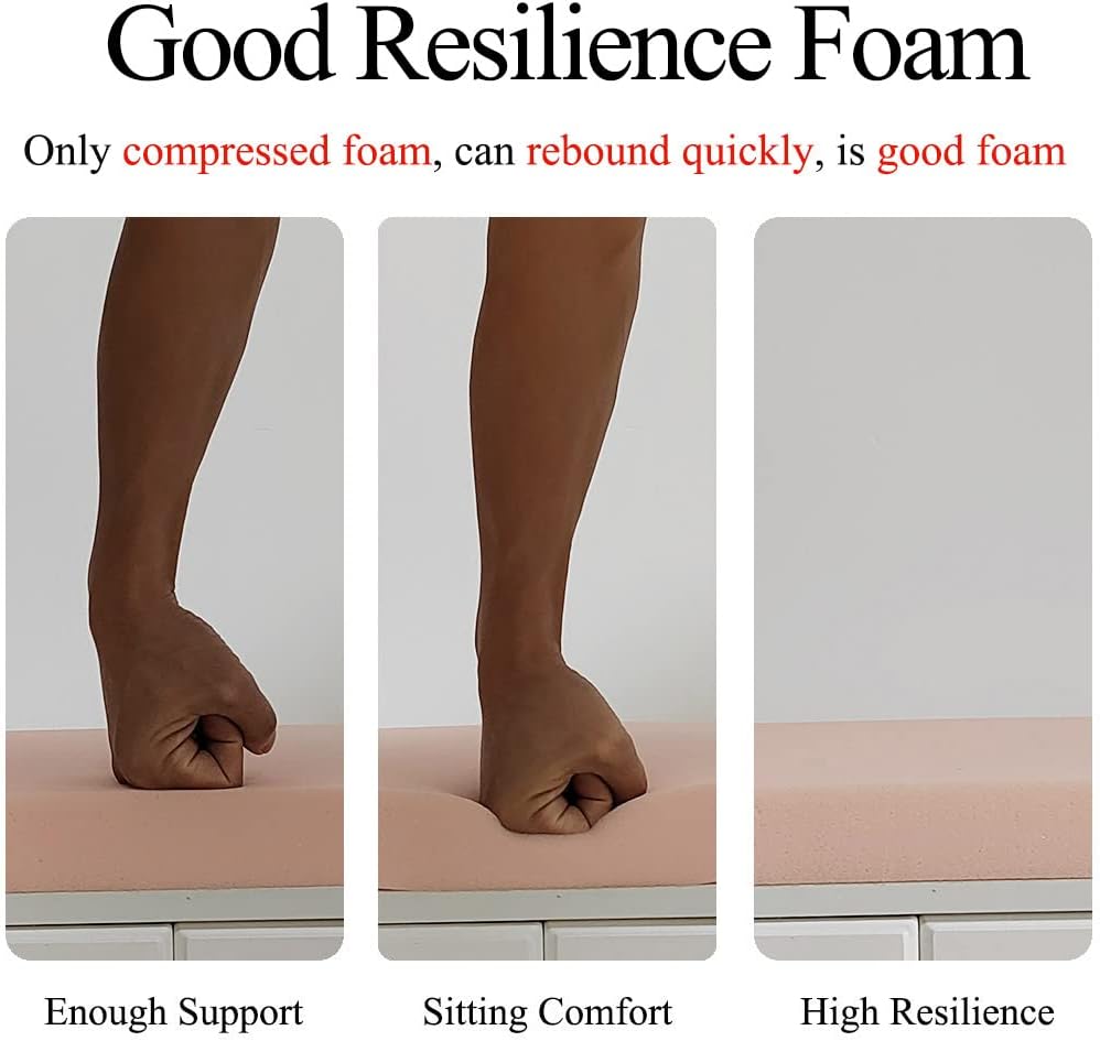 Chair Cushion for Dining Chairs with Ties Non Slip Memory Foam Kitchen Room Chair Pads 2 Pack 17x16 Inch, Khaki