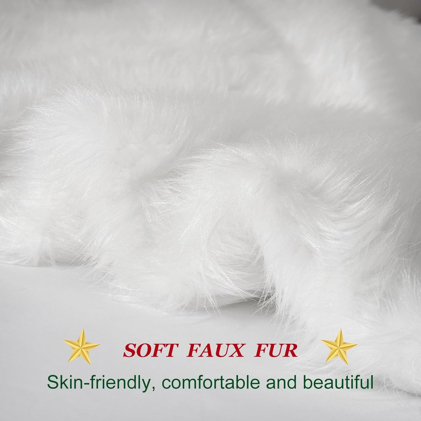 AerWo 72 Inch Christmas Tree Skirt, White Faux Fur Tree Skirt Thick Soft Plush Rug for Christmas Tree Decorations, Large Xmas Tree Mat for Christmas Indoor Holiday Party Ornaments Home Decorations