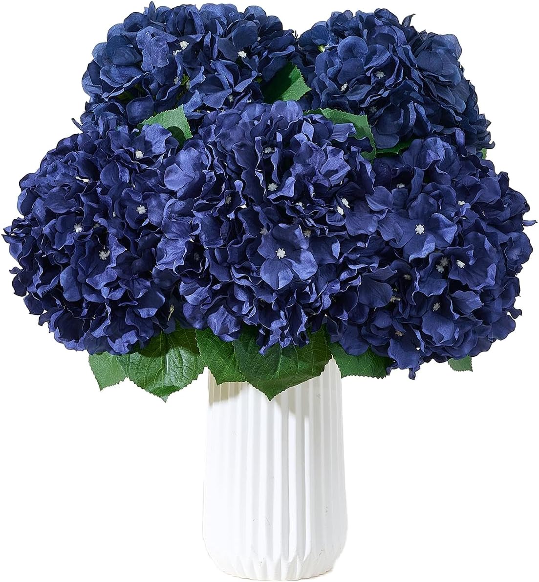 8Pcs Navy Blue Fake Flowers Silk Hydrangea Artificial Flowers Bouquets Faux Hydrangea Stems for Home Table Centerpieces Wedding Party Decoration