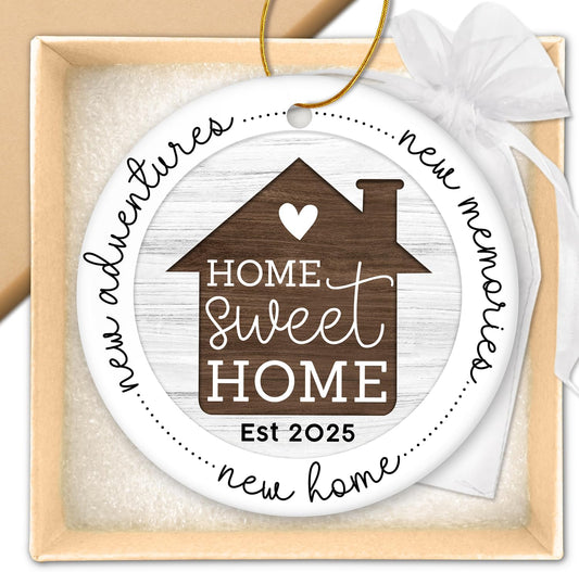 HEXMOZ New Home Gift Ideas - Best Housewarming Gifts 2025 - House Warming Gifts with New Home Ornament 2025 for Owners, Couples, Men, Women - First House Ornament, Our First Christmas Ceramic Keepsake