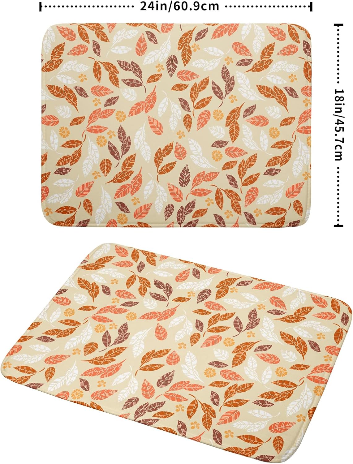 Fall Leaves Dish Drying Mat for Kitchen Counter Autumn Orange White Leaves Seasonal Super Absorbent Reversible Microfiber Kitchen Countertop Protector Dishes Pad Large 18x24 inch