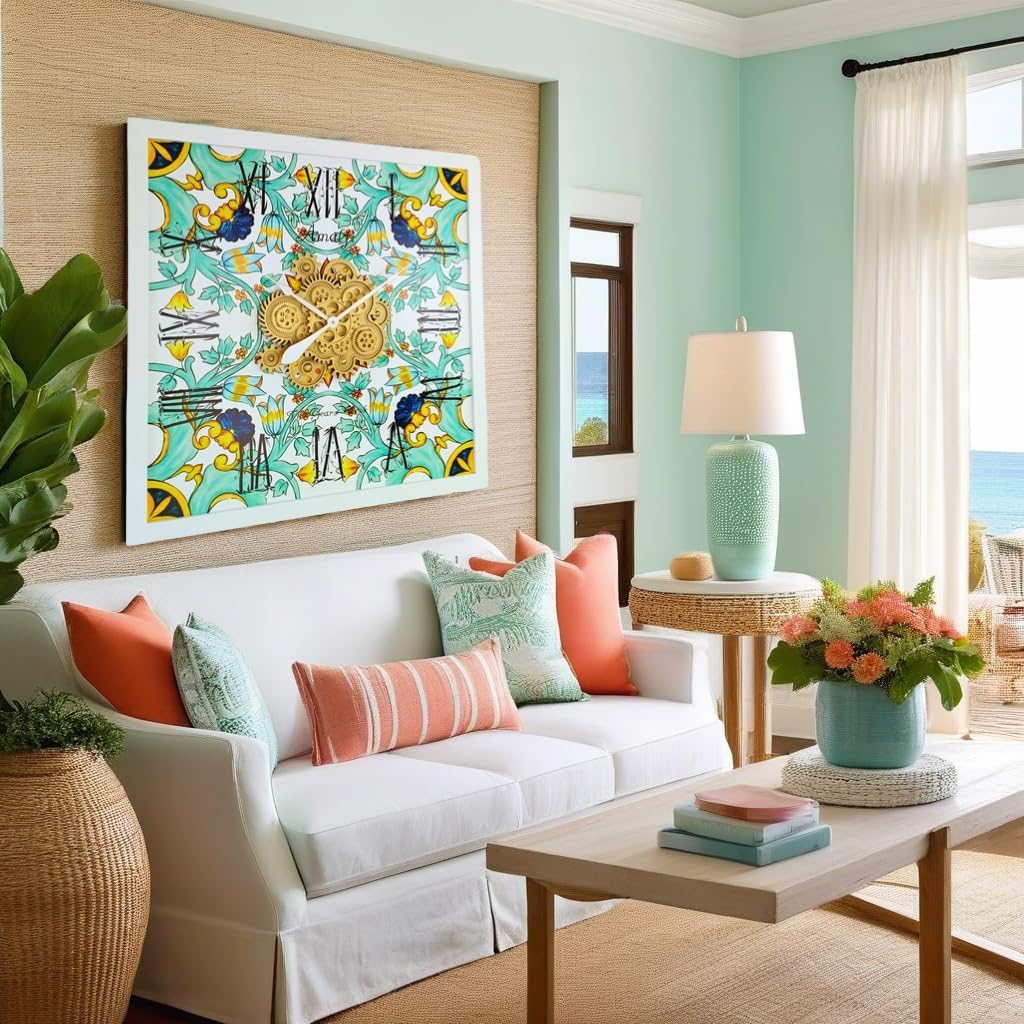 The Gears Clock Wall Clock Italy Collection with Moving Gears (Amalfi, 36 inch Square)