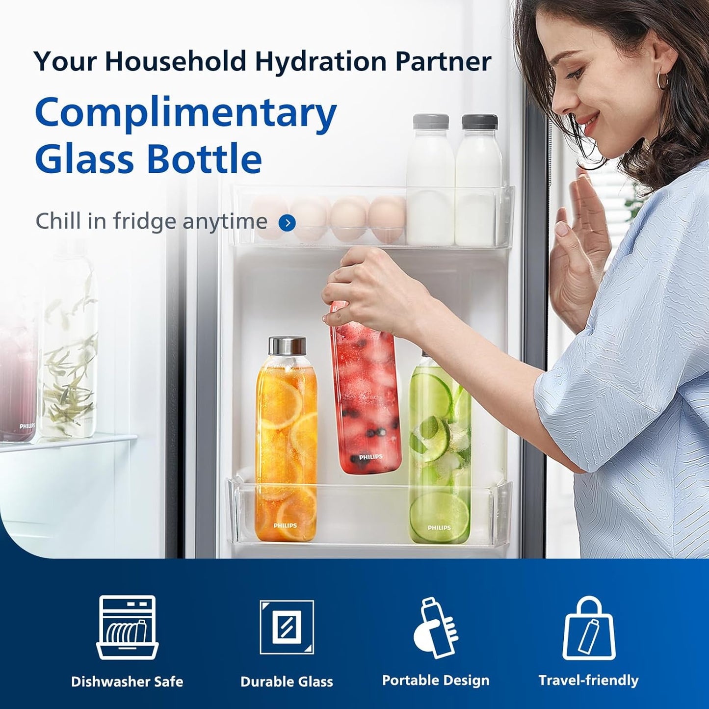 Reverse Osmosis Water Filter Countertop, PHILIPS Compact 5-in-1 RO Water Filtration System Purifier Dispenser with Aquaporin Technology Tested by NASA, NSF/ANSI 372 Certified, Reduce TDS