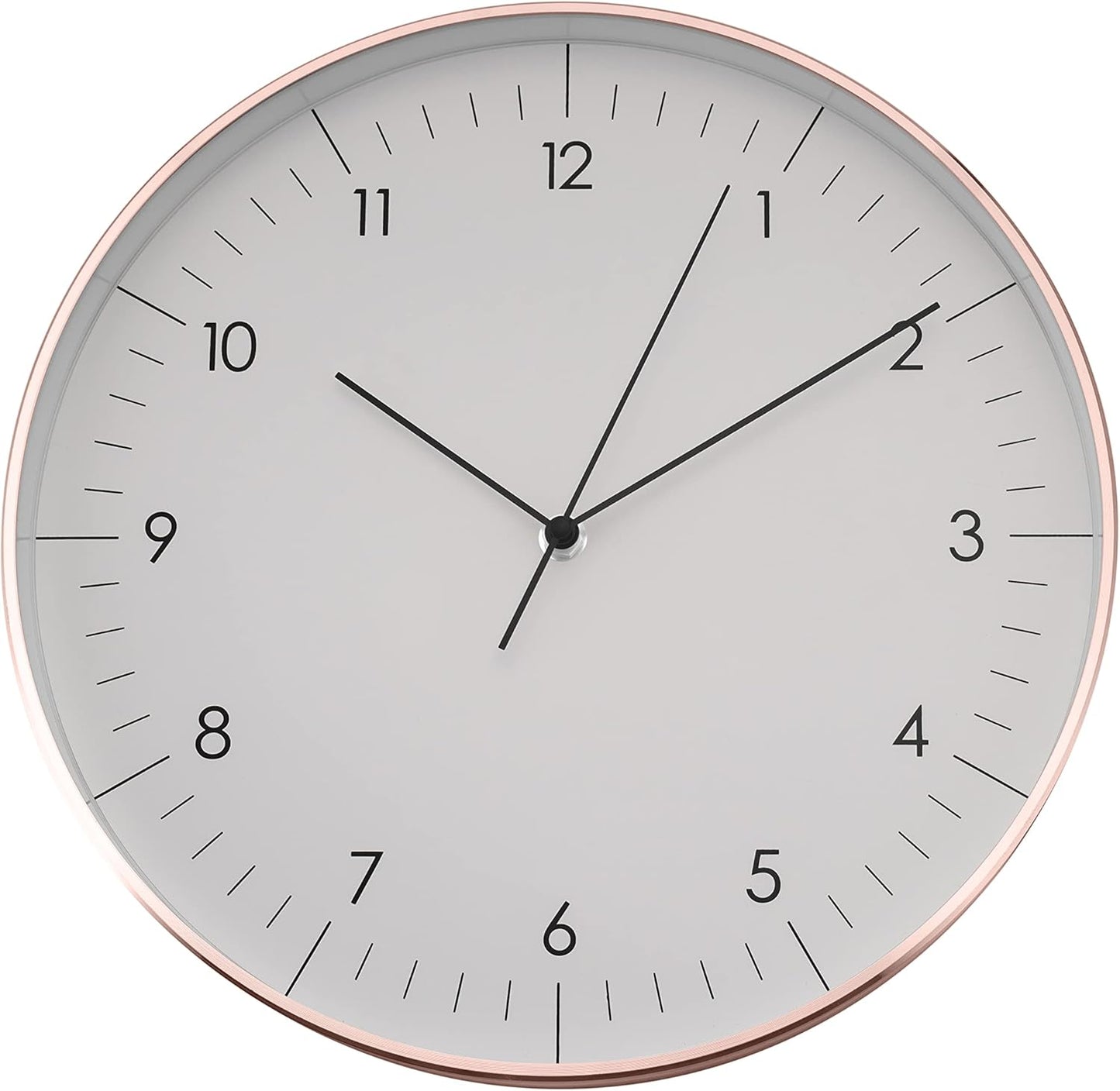 LUUK LIFESTYLE Timeless Wall Clock with Silent Movement and no Ticking, Elegant Design, for Children's Room, Living Room, Bathroom, 12”, White and Rosegold