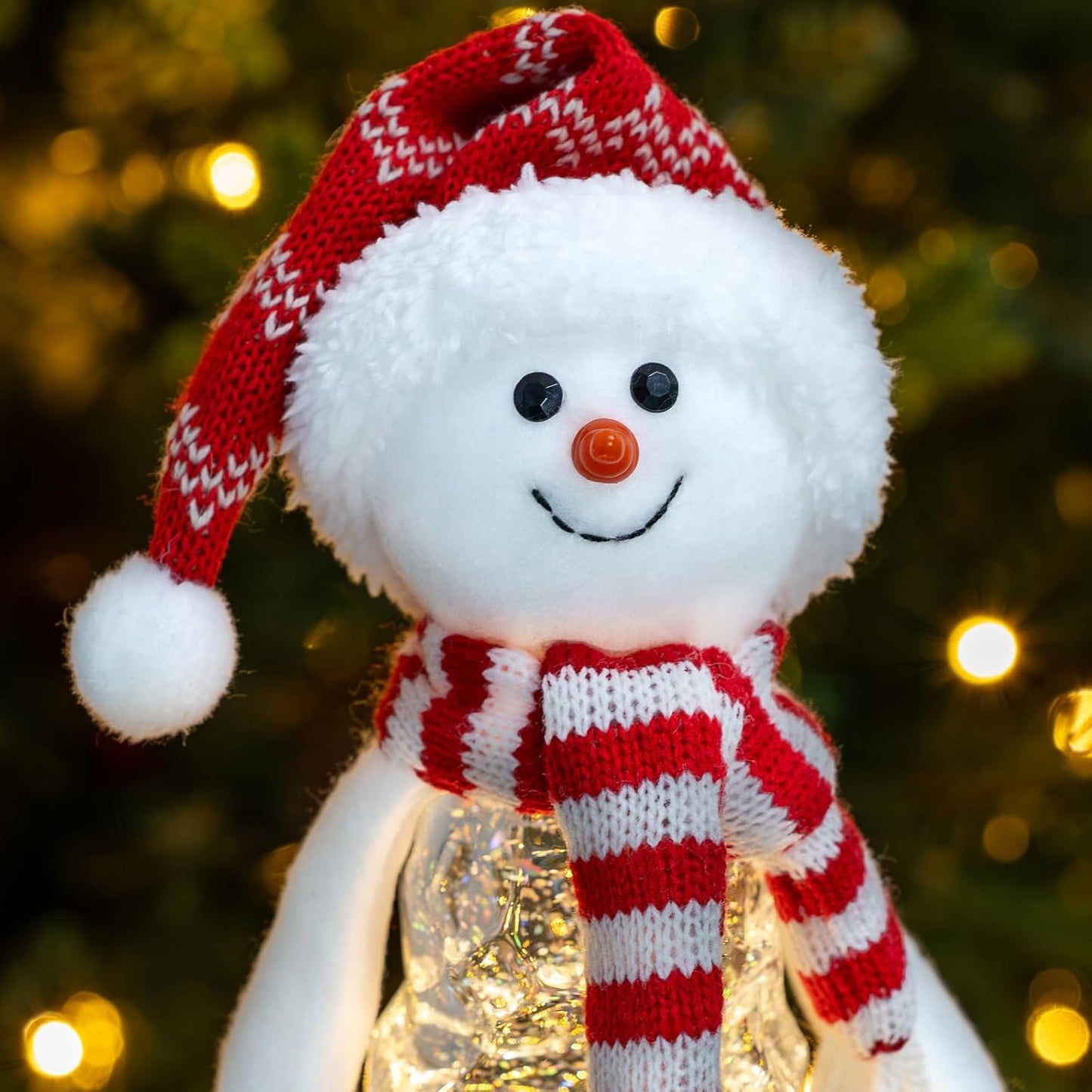 Christmas Snow Globes Lantern Musical Lighted Water Lantern Snow Globe Colorful Swirling Glitter Snowglobes with 6H Timer USB Operated Snowglobe Christmas Decoration for Home & Gift - Red Hat