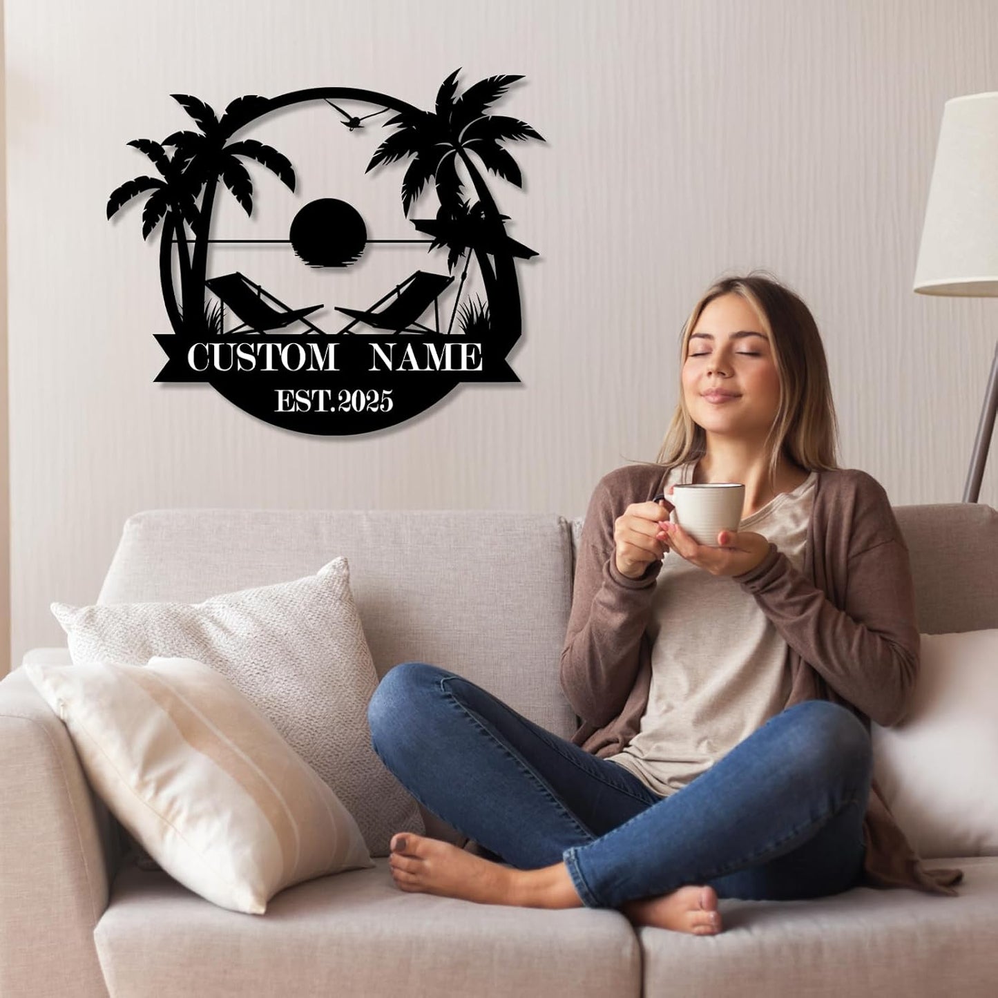 Custom Metal Beach Wall Art Sign - Personalized Size Outdoor/Indoor, Surfboard Decor, Lake House & Coastal Home Decor, Summer Gift - MADE IN USA