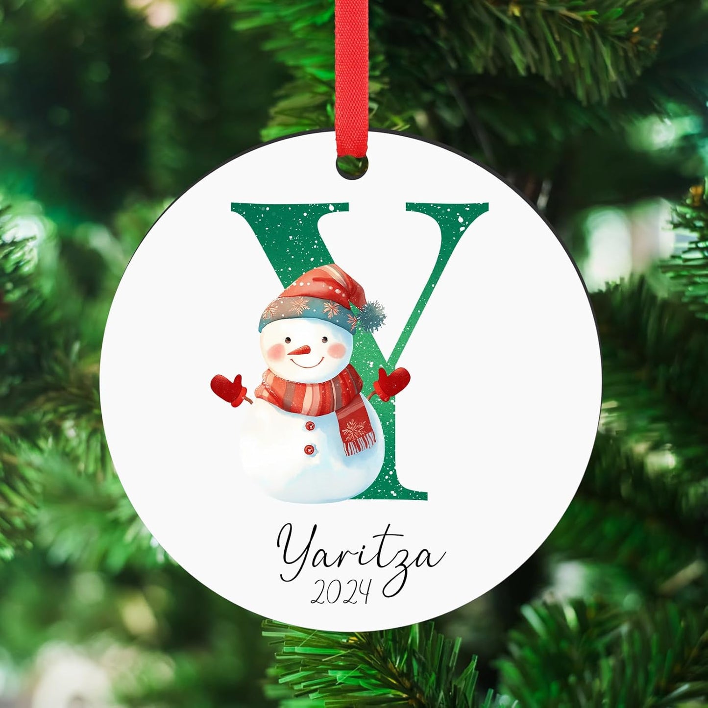 Personalized Christmas Ornaments 2025, Custom Name Initial A-Z Monogram Wood Custom Christmas Ornament for Kids Boys Girls, Customized Letter Name Ornaments for Christmas Tree Decorations