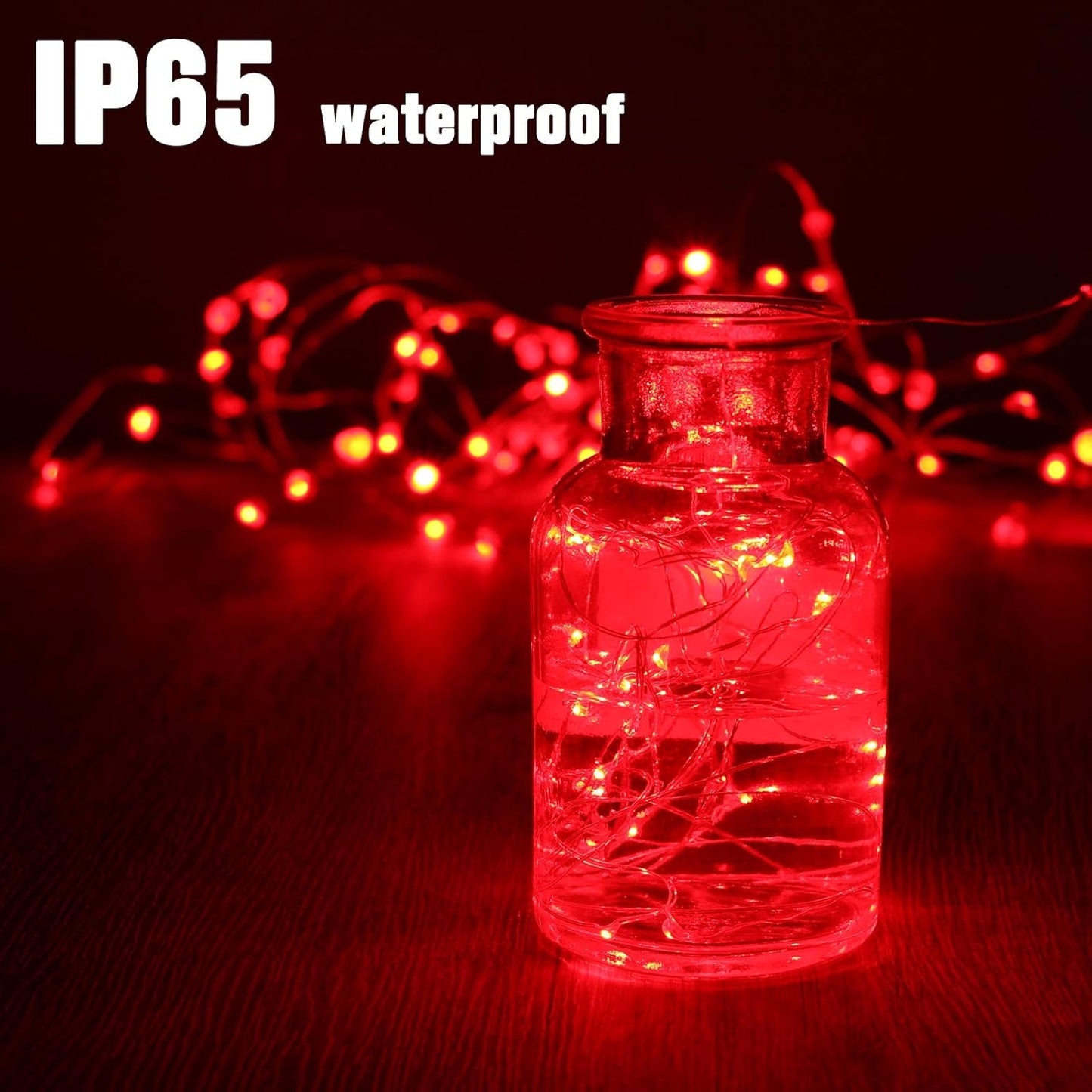 XINKAITE String Lights, 10FT/3M Red LED, Waterproof, Indoor/Outdoor, Battery Operated, 30 Super Bright Bulbs, Perfect for Holidays & Parties