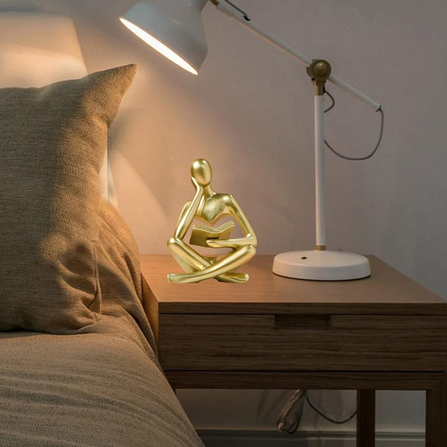 Bookshelf Decor Thinker Statue - Abstract Style Thinker Sculptures Modern Aesthetic Figurine Decoration Statues for Home Decor-Zuo Si-Gold