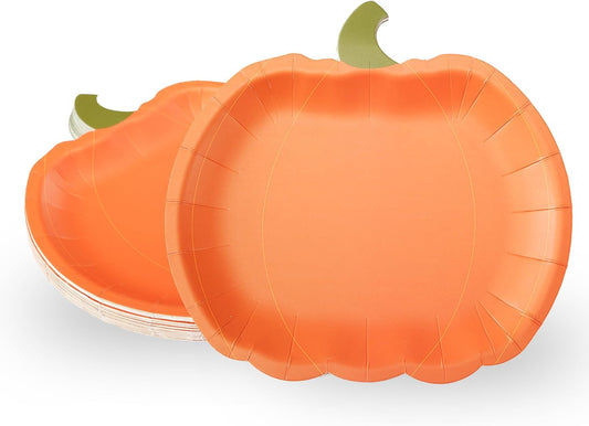 Cheerland Pumpkin Party Plates Fall Paper Plates Disposable Dessert Shaped Tableware for Halloween Birthday Baby Shower Halloween Classroom Autumn Harvest Thanksgiving Party Favor Decorations 24pcs