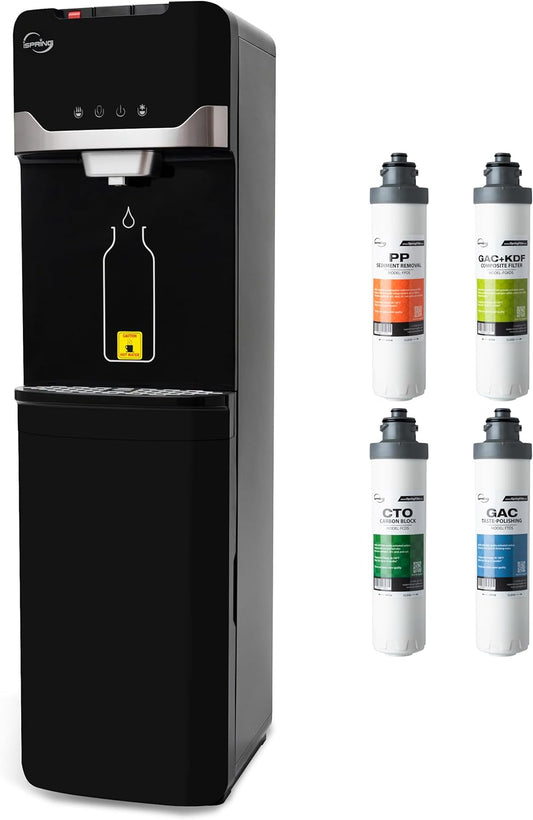 iSpring Bottleless Water Dispenser with Built-in 4-Stage Filtration, Hot/Cold/Room Temp, Self Cleaning, Stainless Steel, Model: DS4B