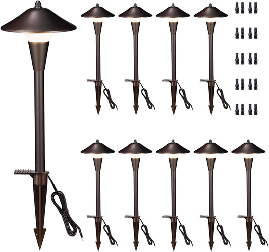 Outdoor Low Voltage Pathway Light - 5CCT Adjustable Walkway Lights LED, 12V Landscaping Pathlights, Mushroom Shape Driveway Lighting Waterproof IP65 ORB Aluminum for Sidewalk Lawn (10 Pack)
