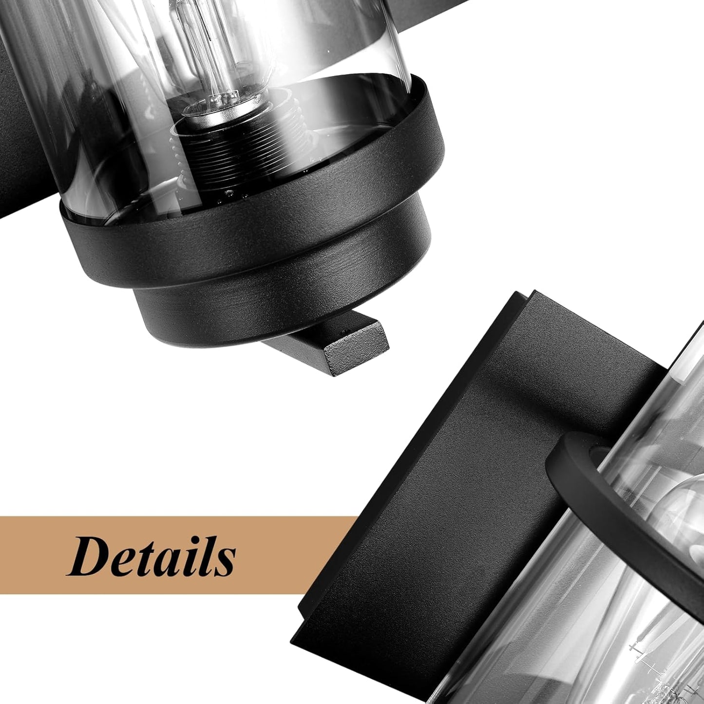 Bathroom Vanity Light Fixtures,4 Lights Matte Black Vanity Lights, Industrial Black Wall Sconces 4 Lights,Farmhouse Bathroom Lights(Bulbs not Included)