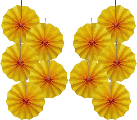 Yellow Birthday Decorations,DIY Yellow Paper Fans Hanging Decoration ,Party Supplies Party Fans 8in, Wedding Graduation Events Accessories 30 Color DIY Set （Yellow）