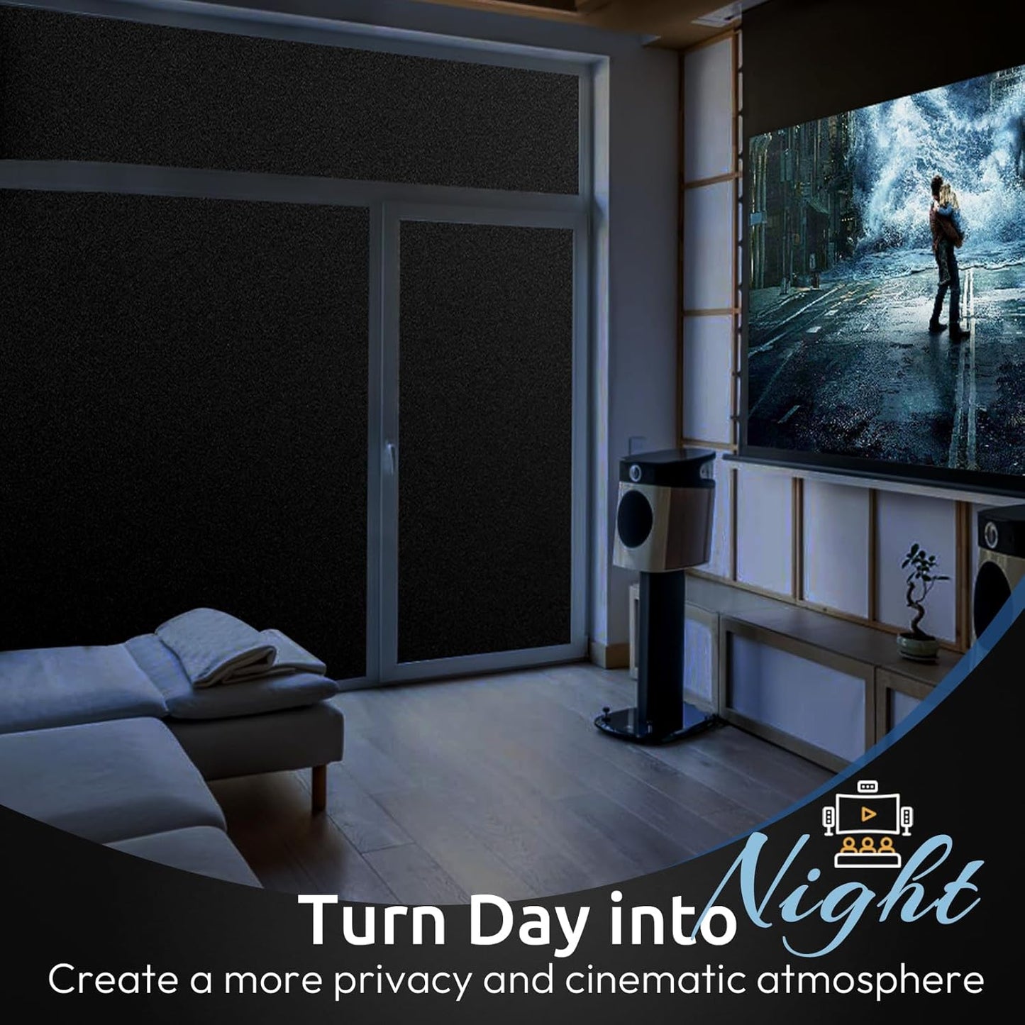 rabbitgoo Blackout Window Film, Sun Heat Blocking Privacy Cover for Glass, Removable Opaque Room Darkening Dark Black Out Window Covers Tint Shades for Home Day Sleep Light Blocker 11.8 x 118.1 Inches