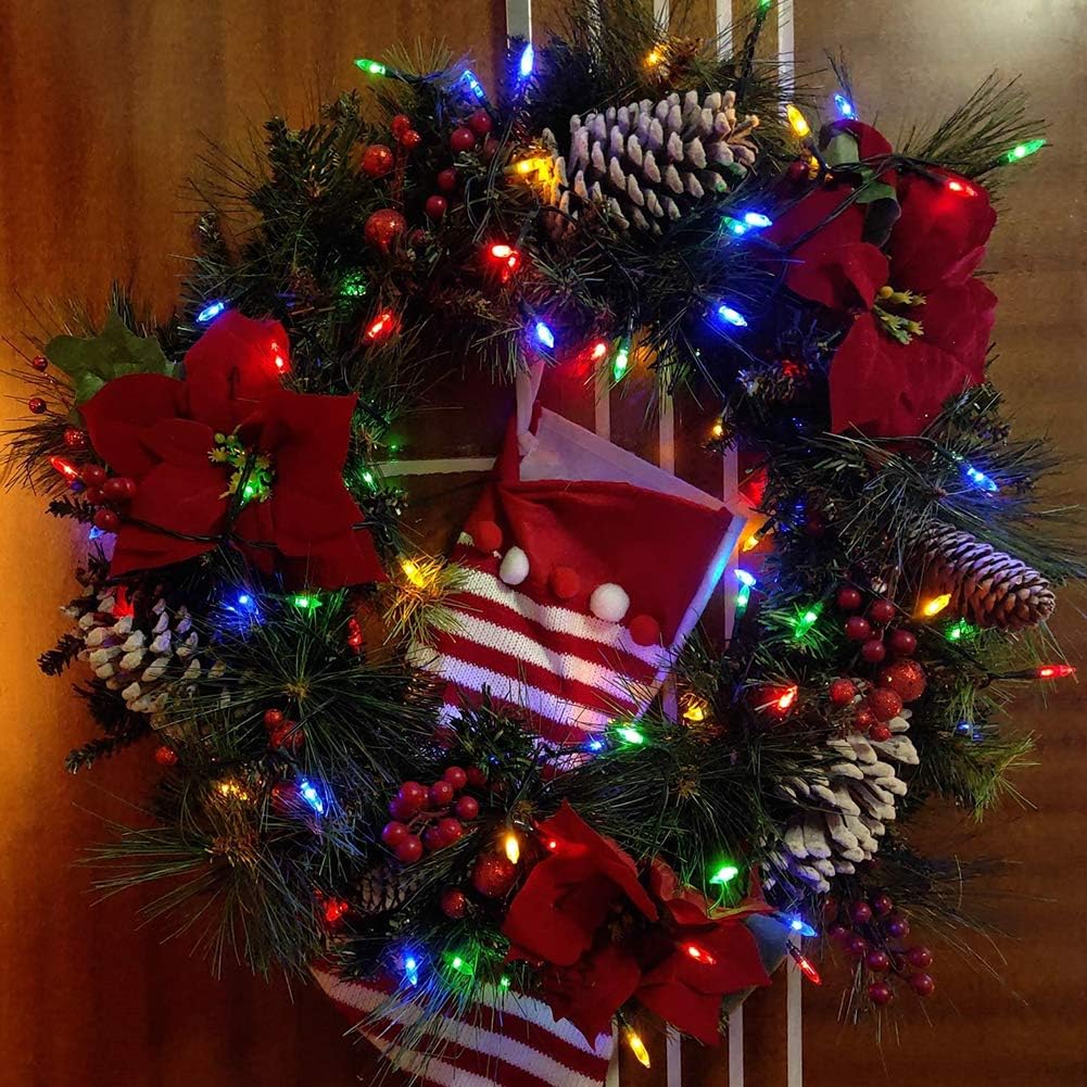 woohaha Multicolor Christmas Lights - 2 Pack 23Ft 100Count Incandescent Tree Lights with Green Wire, Plug-in Mini String Lights for Home, Party, Holiday, Indoor/Outdoor Decor