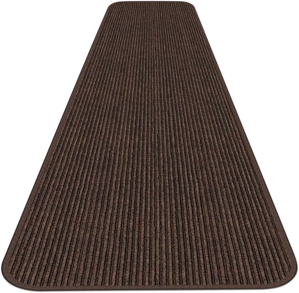 House, Home and More Indoor Outdoor Double-Ribbed Carpet Runner with Skid-Resistant Rubber Backing - Bittersweet Brown - 4 Feet x 40 Feet