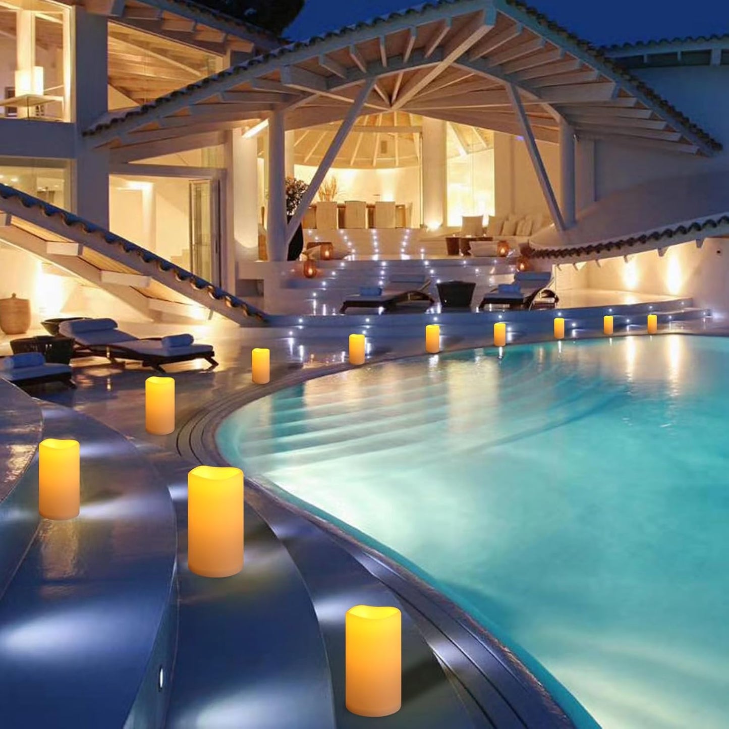 NURADA 6" x 4" Large Outdoor Flameless Candles - Waterproof LED Pillar Flickering Candle Battery Operated with Timer Remote Control for Patio Porch Lanterns Decor - Long Lasting Set of 2