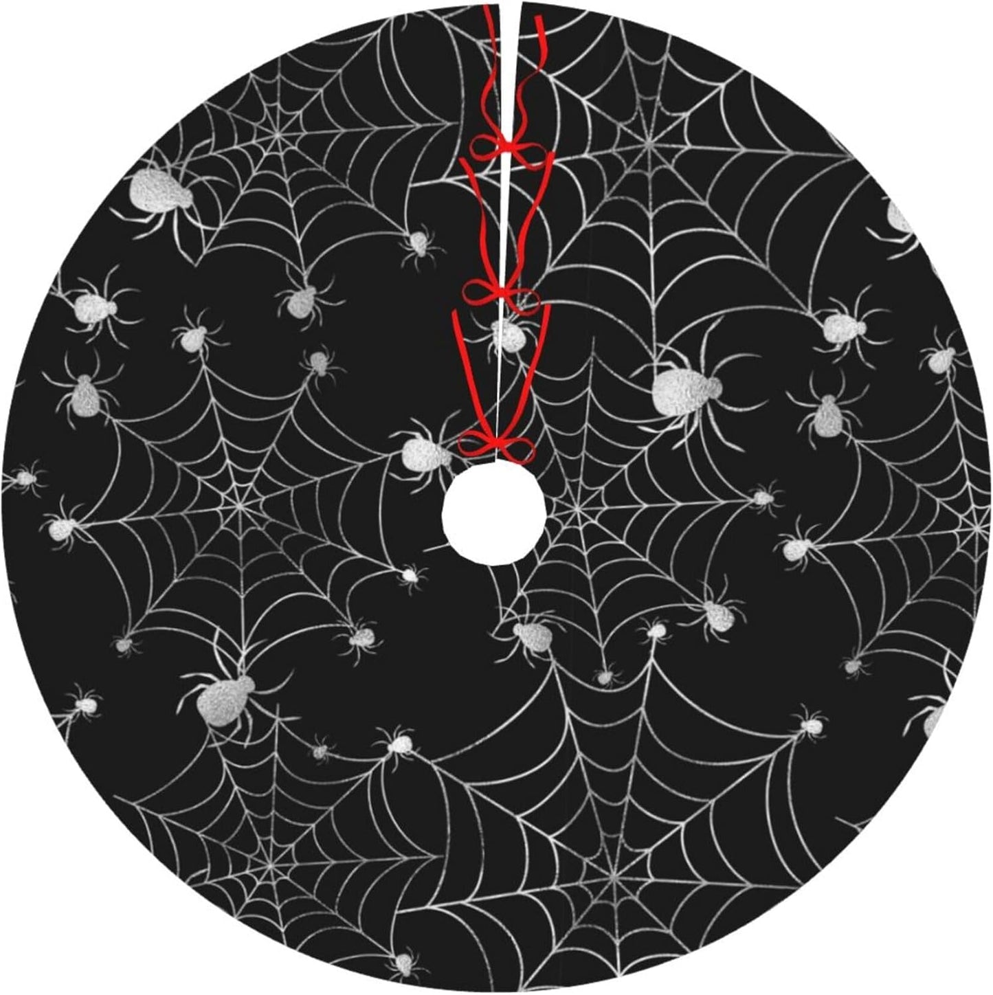 Christmas Tree Skirt,Sliver Spider Web Xmas Tree Skirt Rustic Farmhouse Tree Skirt for Christmas Decor Xmas Holiday Home Party Decorations30