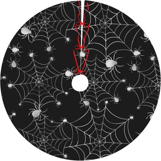 Christmas Tree Skirt,Sliver Spider Web Xmas Tree Skirt Rustic Farmhouse Tree Skirt for Christmas Decor Xmas Holiday Home Party Decorations30
