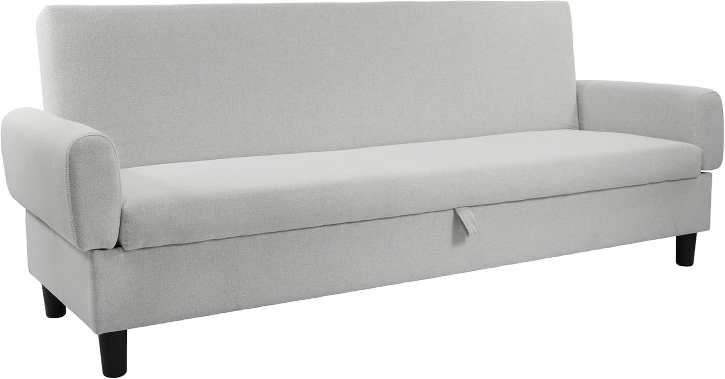 Convertible Futon Sofa Bed, 80.7" Adjustable Sleeper Sofa with Storage, 3-Seater Couch, 5-Position Reclining Back, 7" Thick Cushion, Twin Size Sofa for Small Spaces, Living Room, Bedroom, Dorm, Office