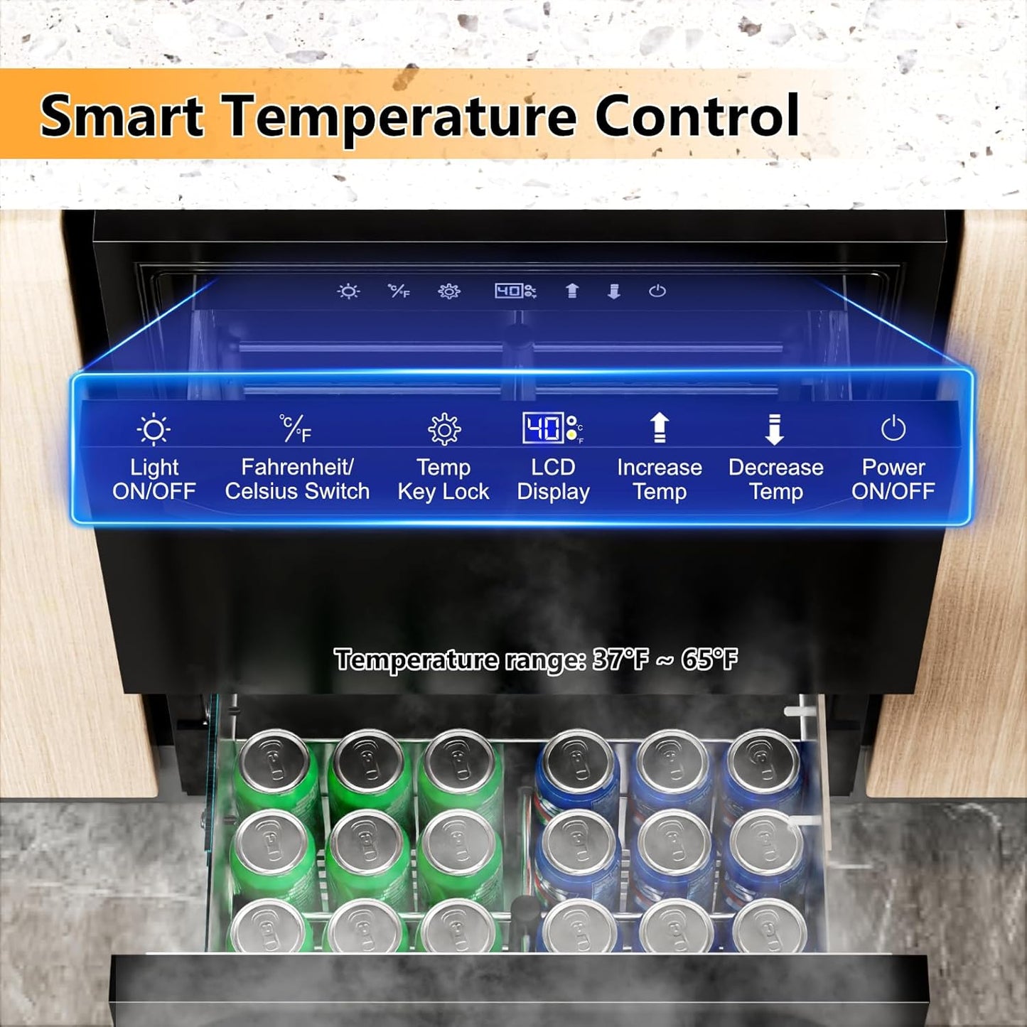 24 Inch Under Counter Dual Drawer Beverage Fridge, Weather Proof Outdoor Beverage Refrigerator for Patio, Stainless Steel Built-in Beverage Cooler for Home & Commercial Use, Black